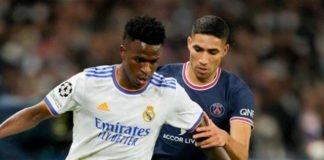 Ancelotti reconnait que Vinicius a galéré face au PSG d’Achraf Hakimi Vini_Hakimi